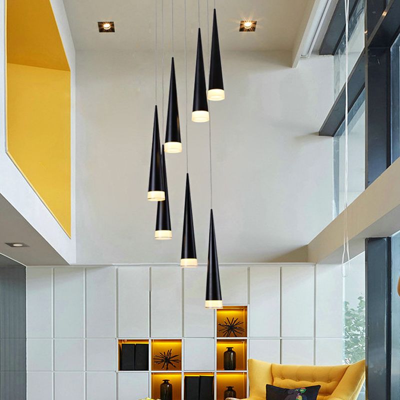 Verjüngter Hanglampe Kit einfache Metall Schwarz/Silber/Gold Esszimmer Anhängerleuchte in warm/weiß/neutral
