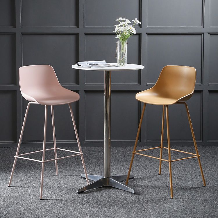 Nordic Plastic Bar Stool Low Back Counter Bar Stool with Metal Legs for Home