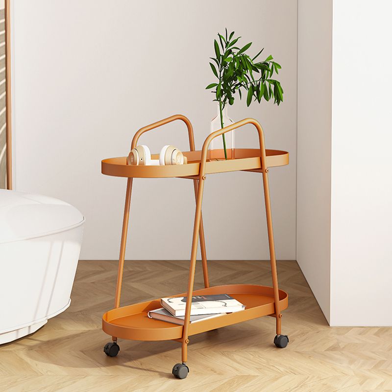 Mid-Century Metal End Side Table Oval 2-Tier Corner Table with Storage