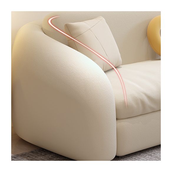 37" Wide Scandinavian Sofa Futon White Upholstered Foldable Sleeper Sofa