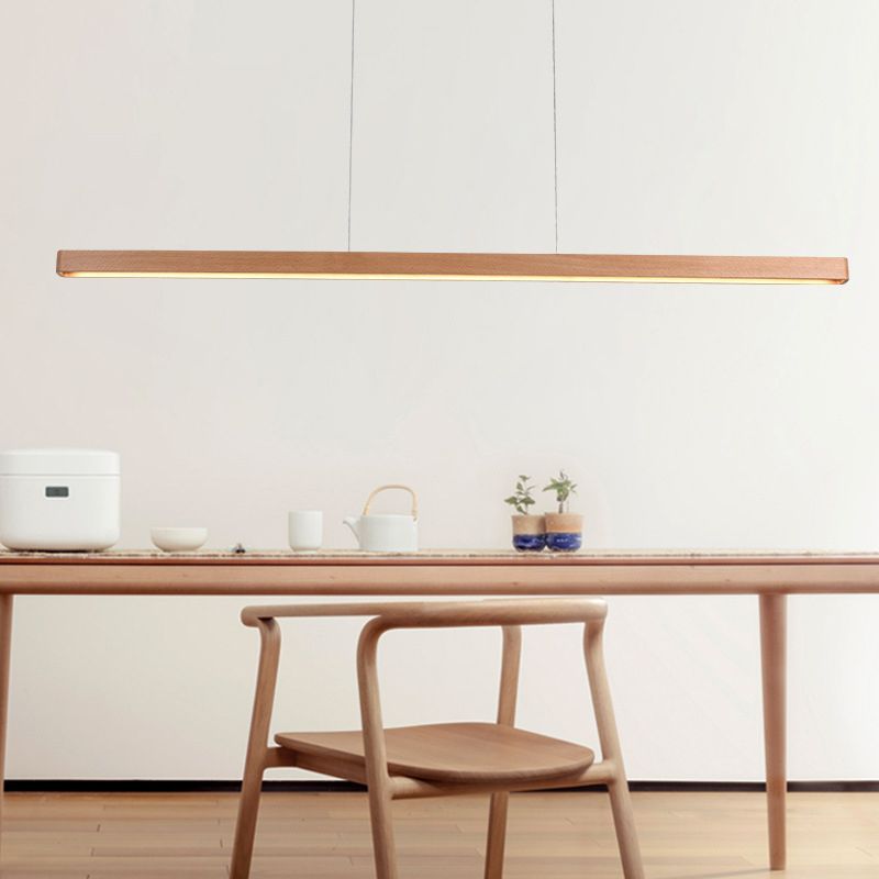 Linear Island Lighting Wood Contemporary Simplicity Pendant Lighting Fixtures for Restaurant