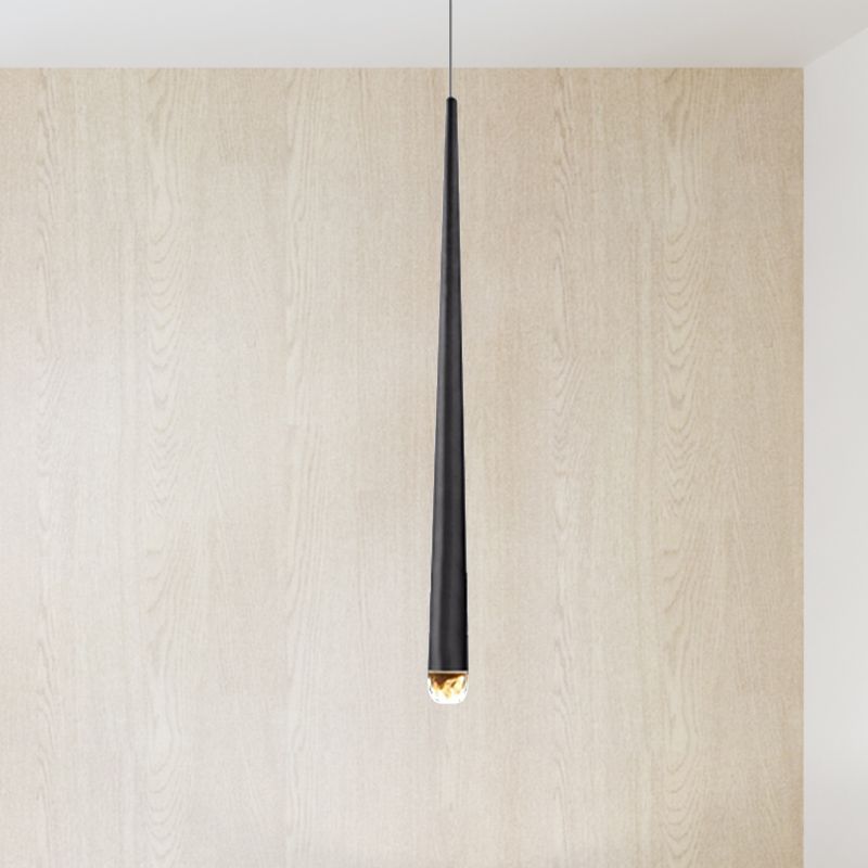 Tapered Ceiling Light Metal Minimalist LED Black/Brass Living Room Pendant Light Fixture with Adjustable Cord