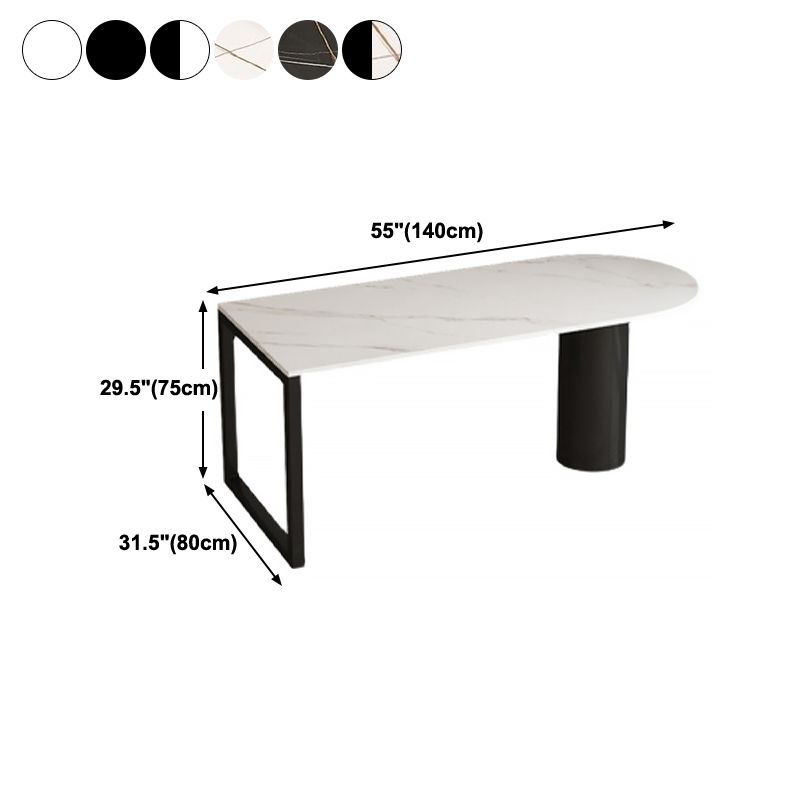 Free Form Sintered Stone Dining Table Modern Dining Table with Double Pedestal for Home