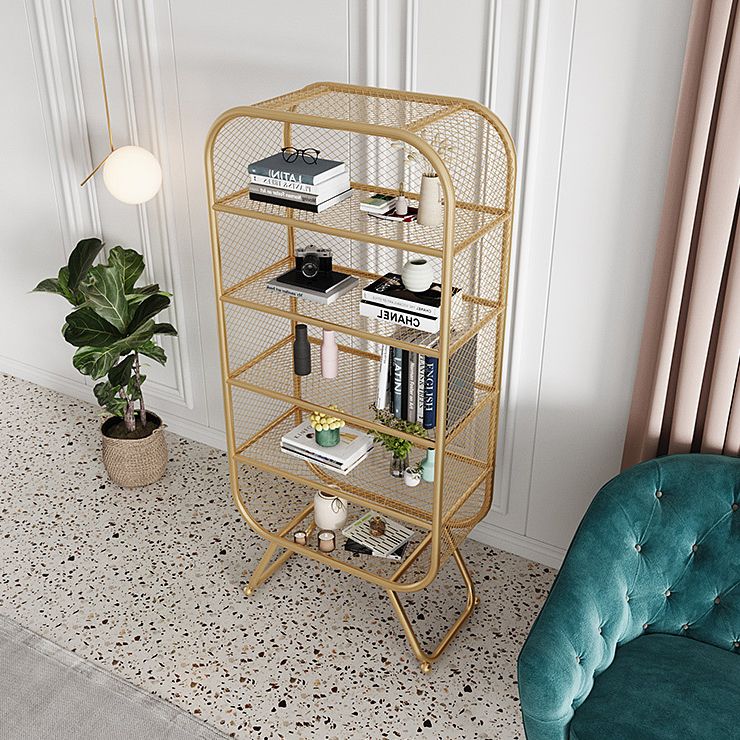 Contemporary Bookshelf Closed Back Metal Shelves Included Bookcase