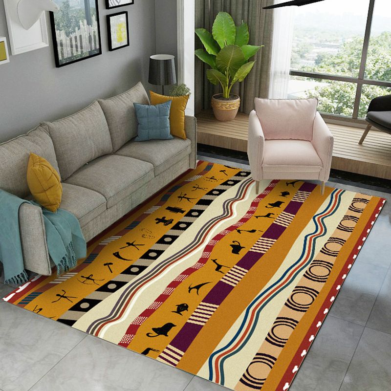 Minimalist Living Room Rug Multi Colored Geometric Print Area Carpet Polypropylene Non-Slip Backing Pet Friendly Indoor Rug