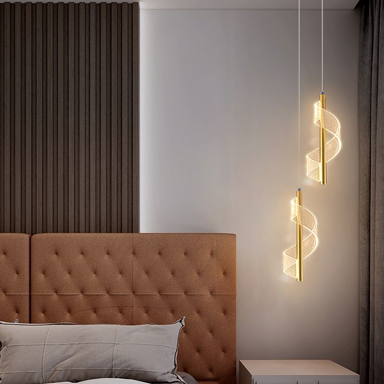 Contemporary Linear Hanging Light Kit Metal 1-Light Ceiling Light for Bedroom