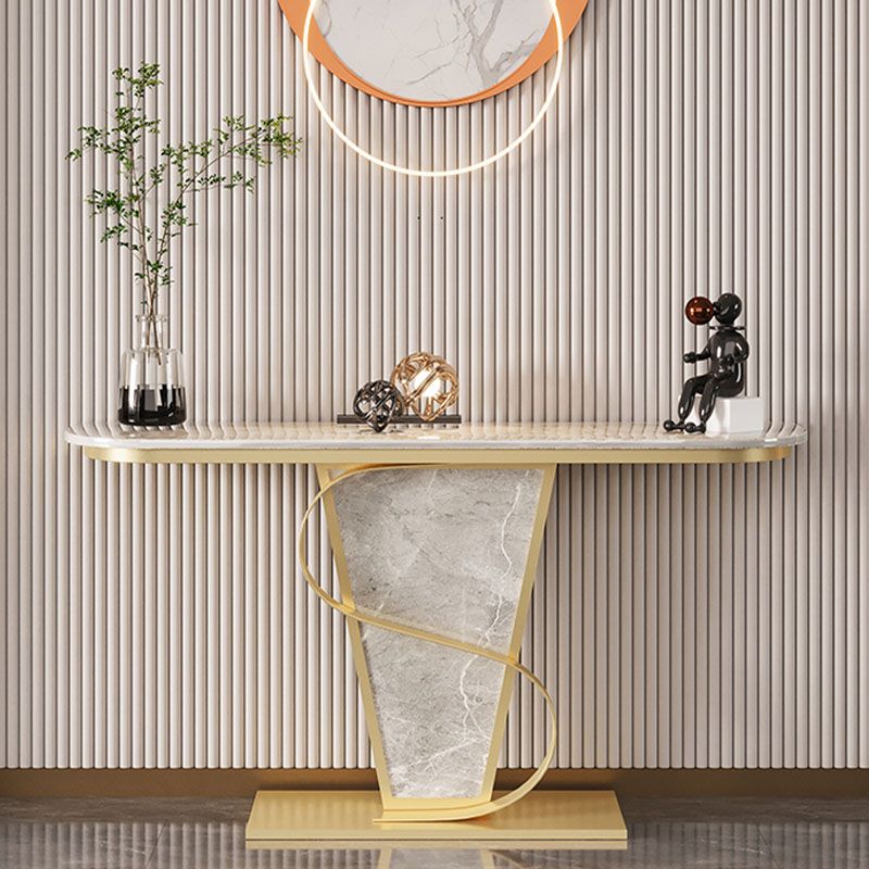 Glam Style Sofa Table Slate Top Console Accent Table for Entryway