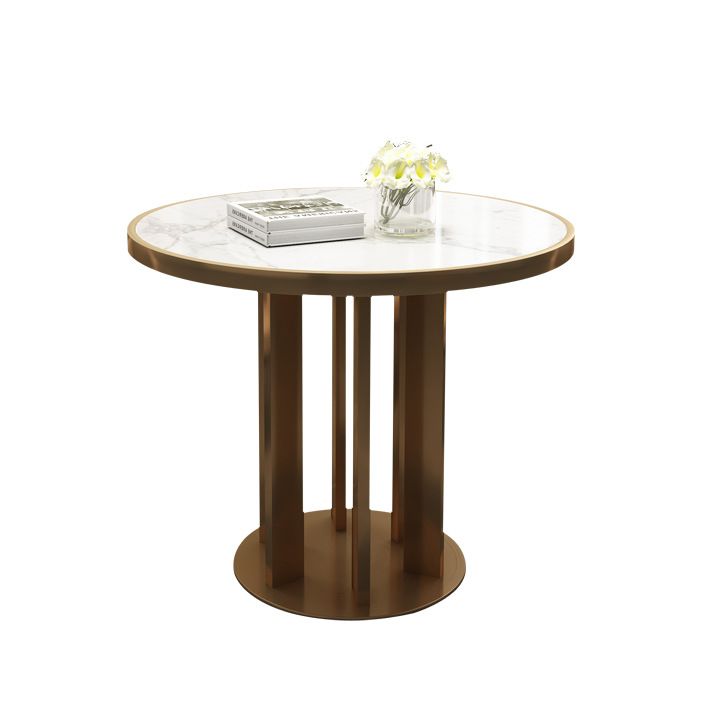 Modern Sintered Stone Dining RoomSet with Round Table and Metal Base Dining Table Furniture