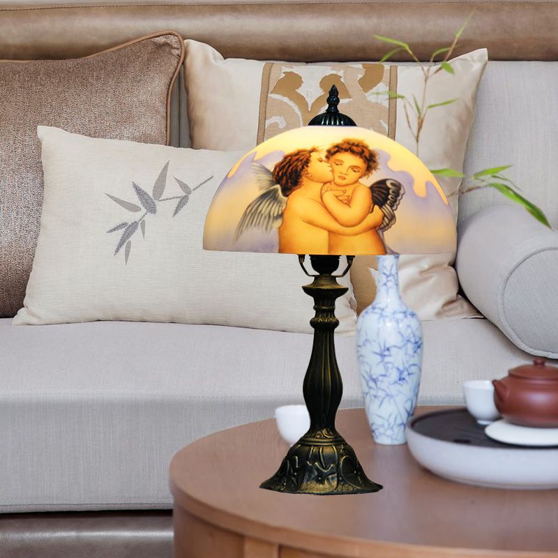 Bol lampe de chevet en verre taché