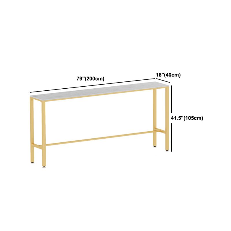 Glam Pub Table Bar Height Rectangle White Stone Top Bar Table