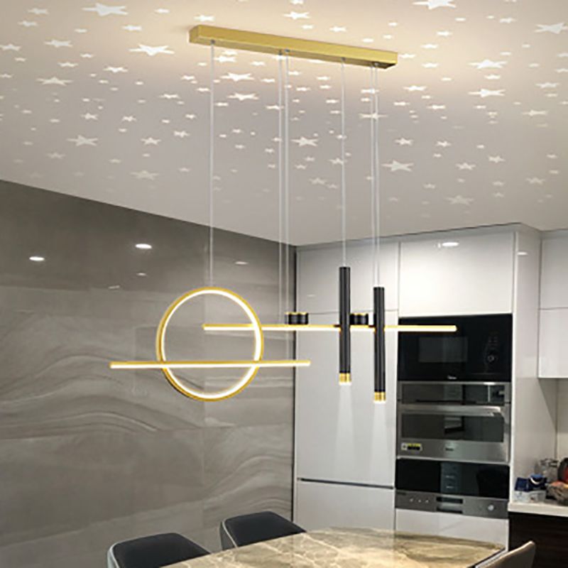 Moderne geometrie Island Lichtarmaturen Multi-hoofd restaurant Hangende lamp met Spotlight