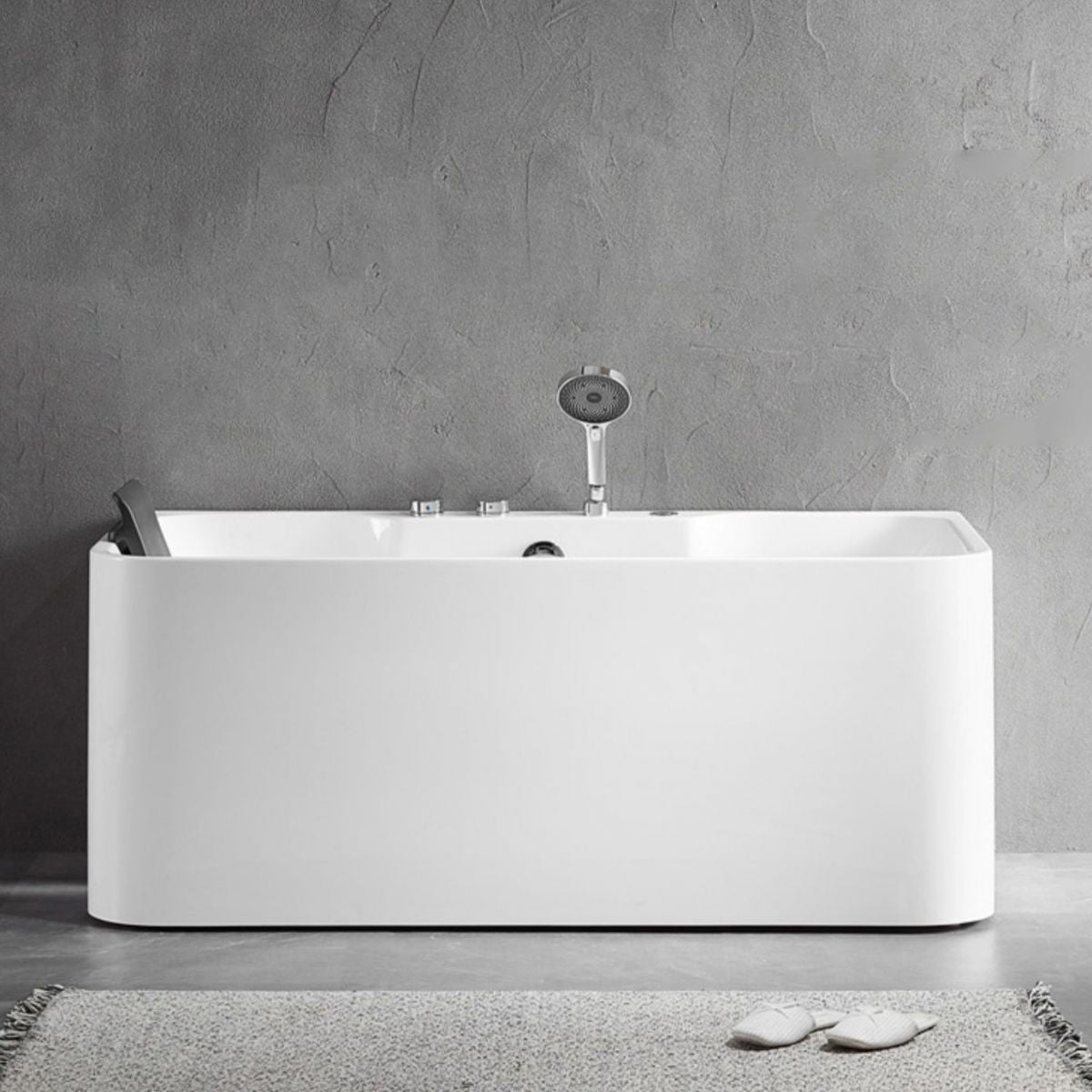 Modern Soaking Bathtub Antique Finish Rectangular Back to Wall Bath Tub