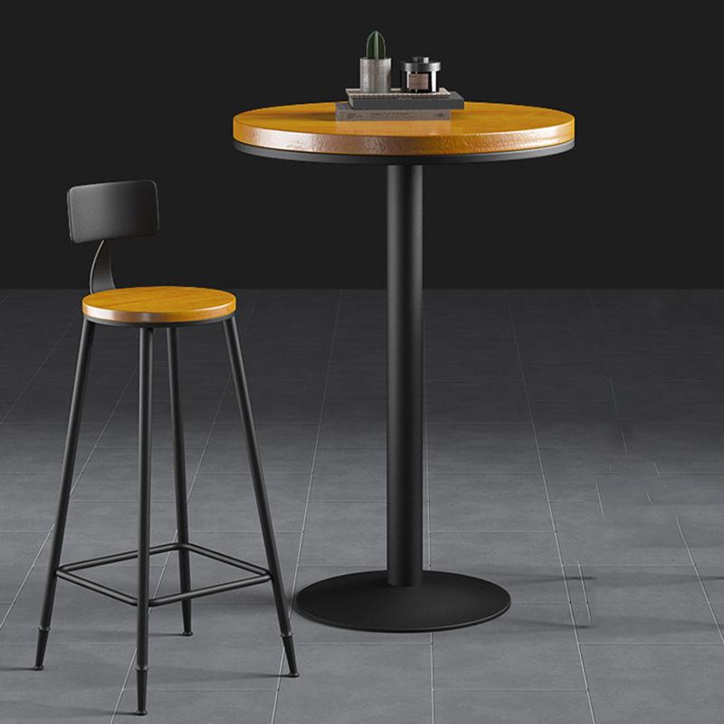 Industrial Metal Armless Bar Stool Wooden Round Bar Chair with Footrest