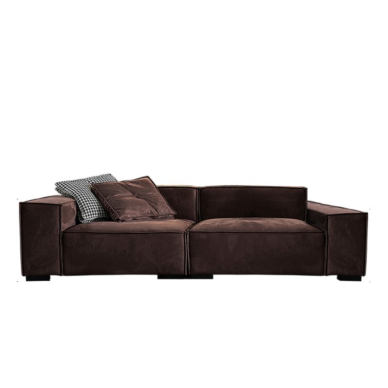 Contemporary Scratch resistant Sofa 25.6"H Fabric Tight Back Square Arm Sofa,Dark Brown