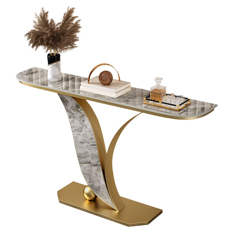 Glam Slate Half Moon Console Table Stain Resistant Scratch Resistant Sofa Table