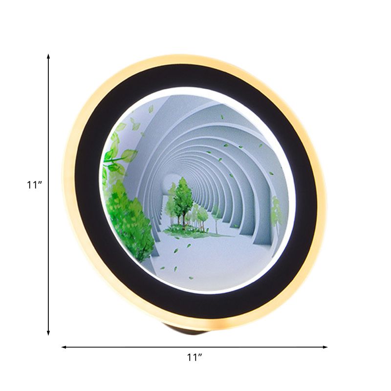 Túnel Visual Visual White Rounded Mural Ligera Asia LED Ilumina de pared acrílica para sala de reuniones