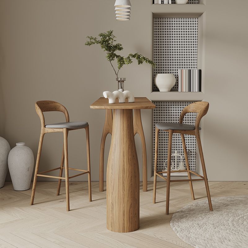 1/3 Pieces Modern Rectangular Pub Table Set Pine Wood Counter Table with High Stools