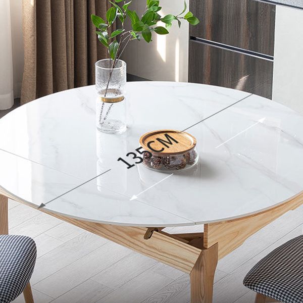Modern Extendable Furniture Round White Sintered Stone Dining Table with 4 Legs