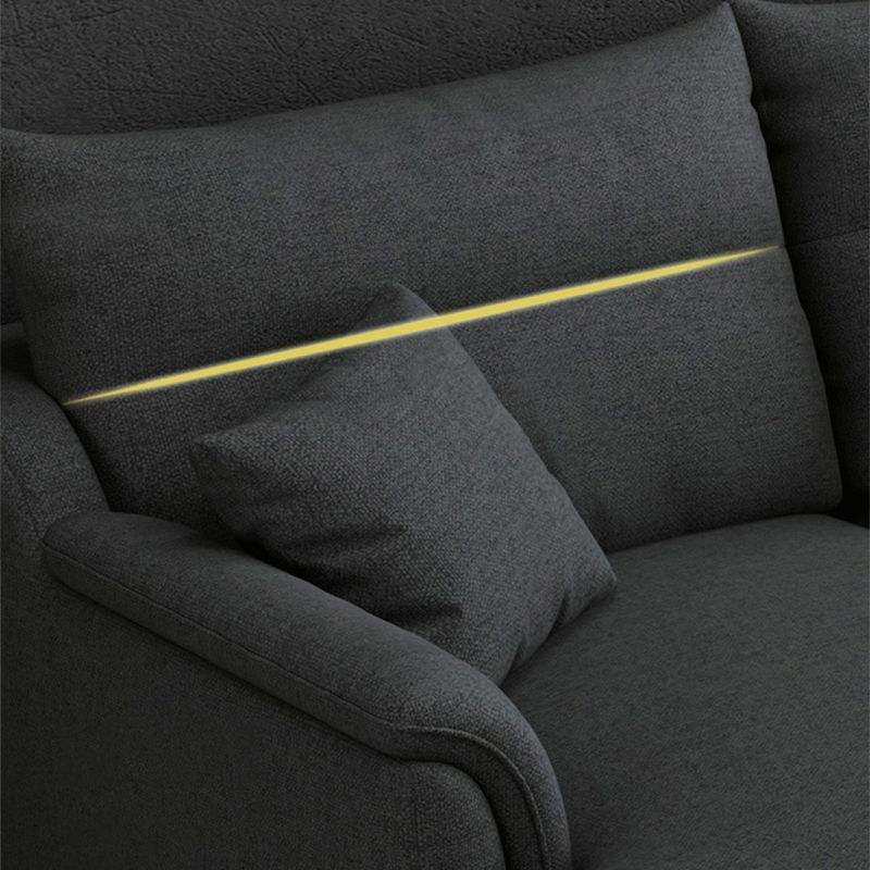 Pillow Top Arm Sectional 4-seater Fabric L-shape Sectional with Pillows