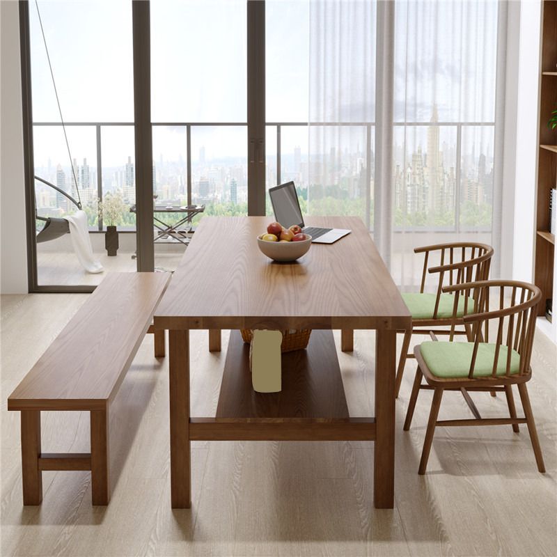 Simplicity Dinette Table Solid Wood Rectangle Dining Room Table in Brown
