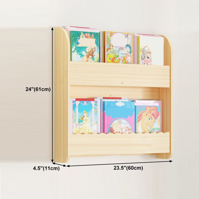 Contemporary Style Bookshelf Solid Wood Wall Mounted Bookcase for Home Office