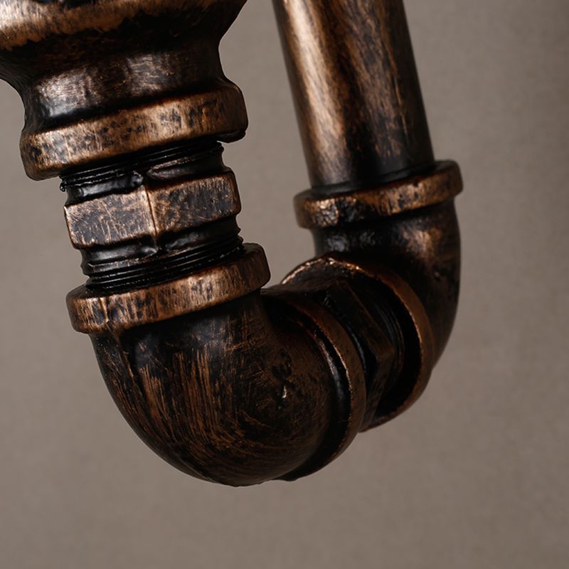 Water Pipe Iron Wall Light Fixture Vintage 2 Bulbs Restaurant Wall Mounted Lamp in Rust