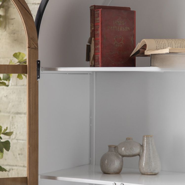 Wood and Iron Chest with Doors Bar Pulls Accent Cabinet with Shelves