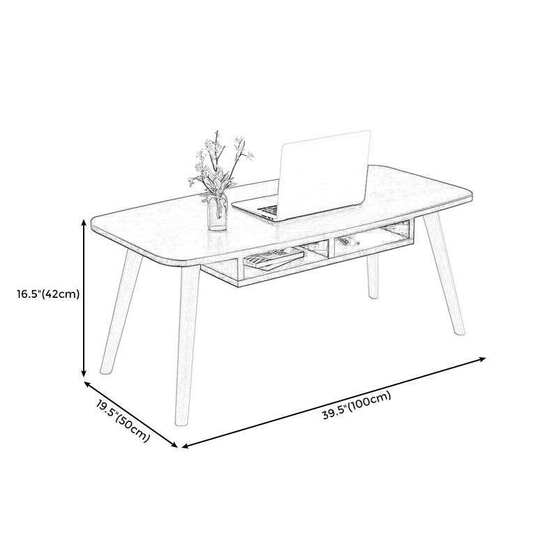 Rectangular Coffee Table with Artificial Wood/black/white Top on 4 Legs Cocktail Table