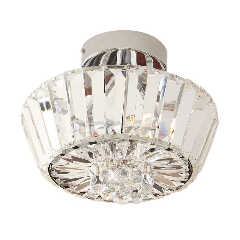 Cone Porch Ceiling Mounted Light Contemporary Crystal Block 3-Light Chrome Semi Flush Mount