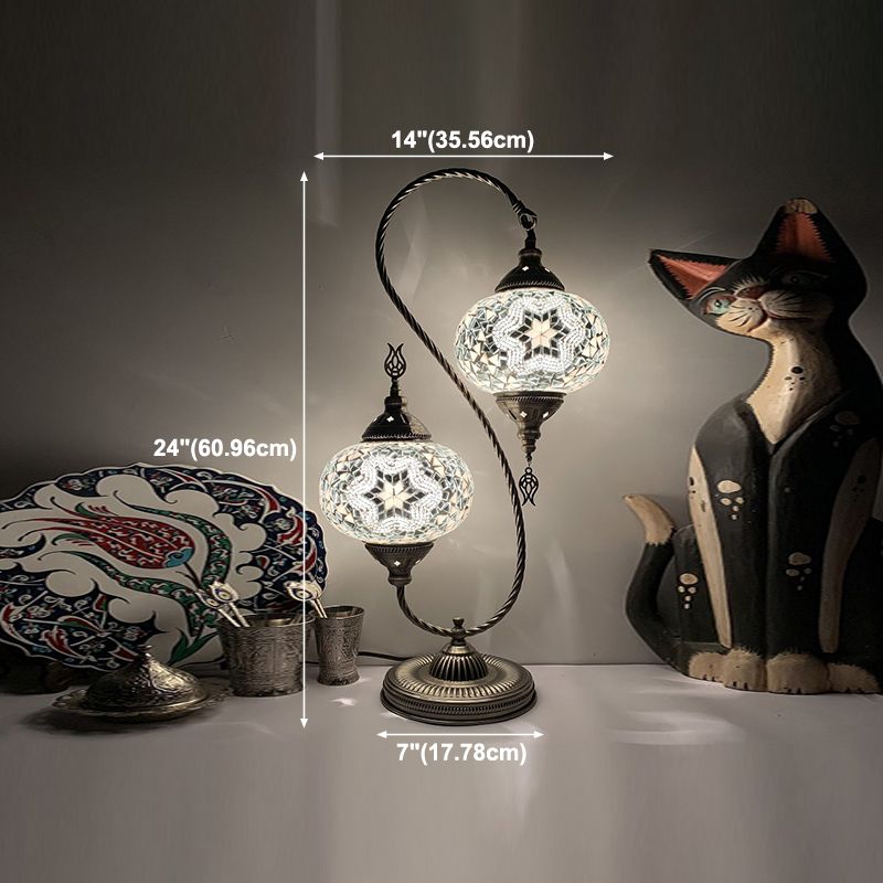Modern Style Teardrop Shape Table Lighting Glass 2 Light Table Lamp for Bedroom