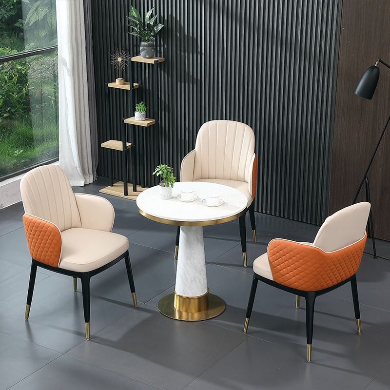 Glam Faux Marble Dining Set Round 1/3/4 Pieces Dining Set for Home Use