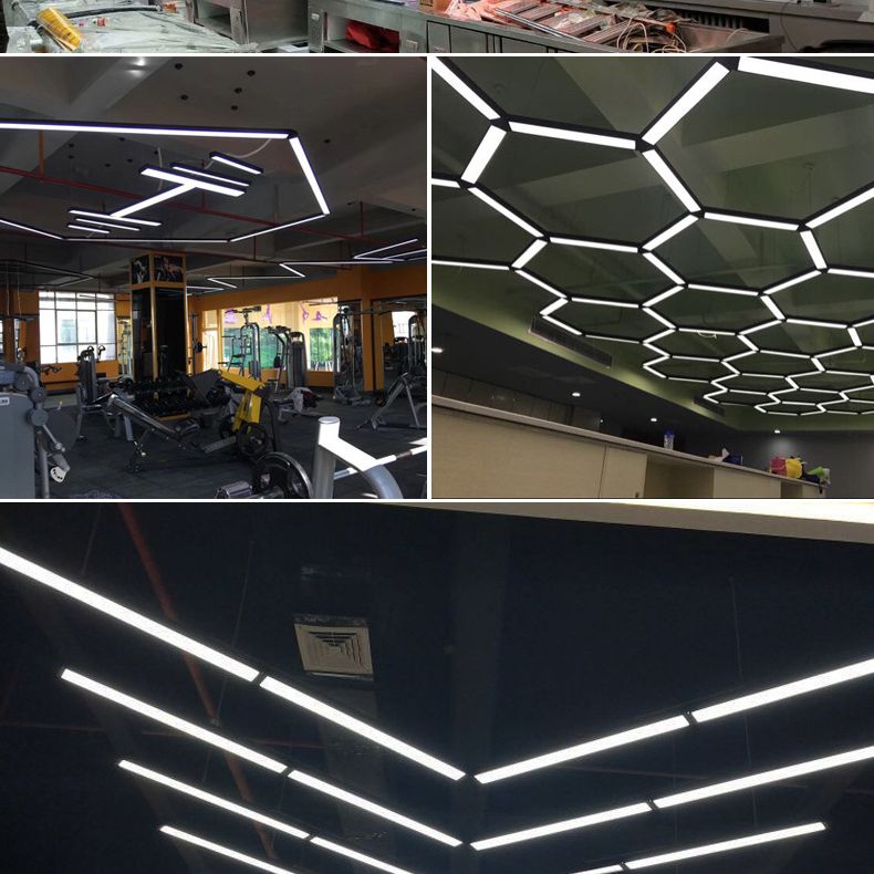 Rechteckige Anhänger Deckenleuchte zeitgenössische Acryl -LED -Büro -Anhängerbeleuchtung in Schwarz