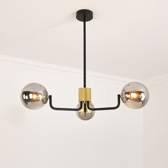 Gray Glass Chandelier Lighting Fixture Modern Chandelier Pendant Light for Living Room