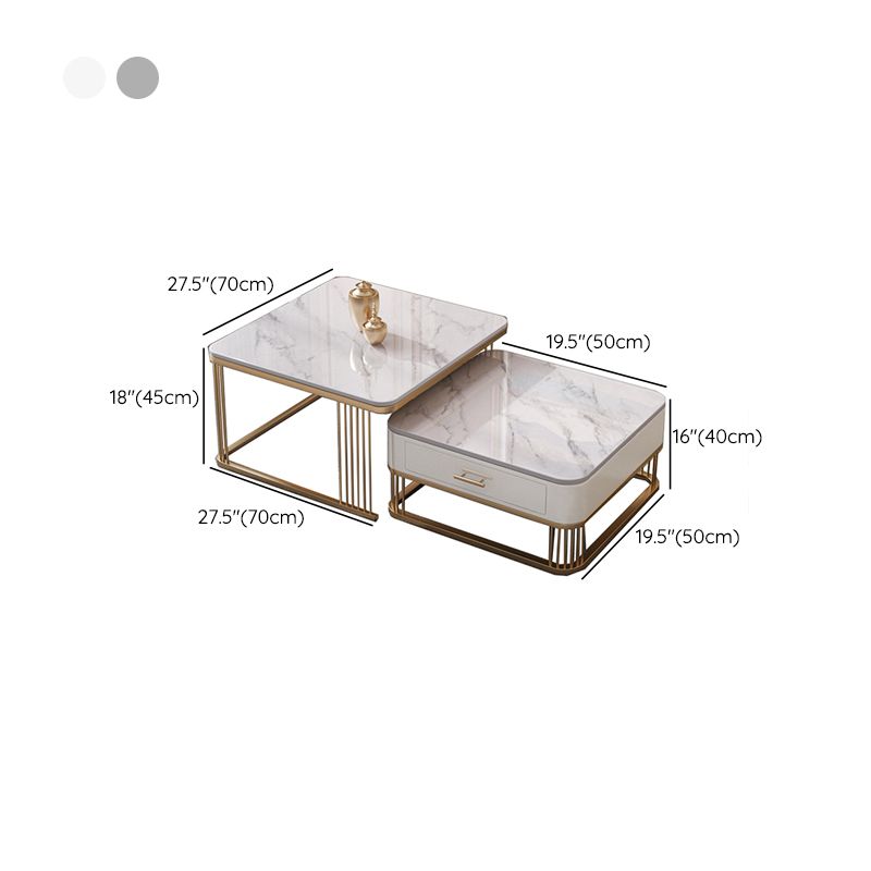 Frame Base 2 Nesting Coffee Table with Storage Metal Coffee Table Set