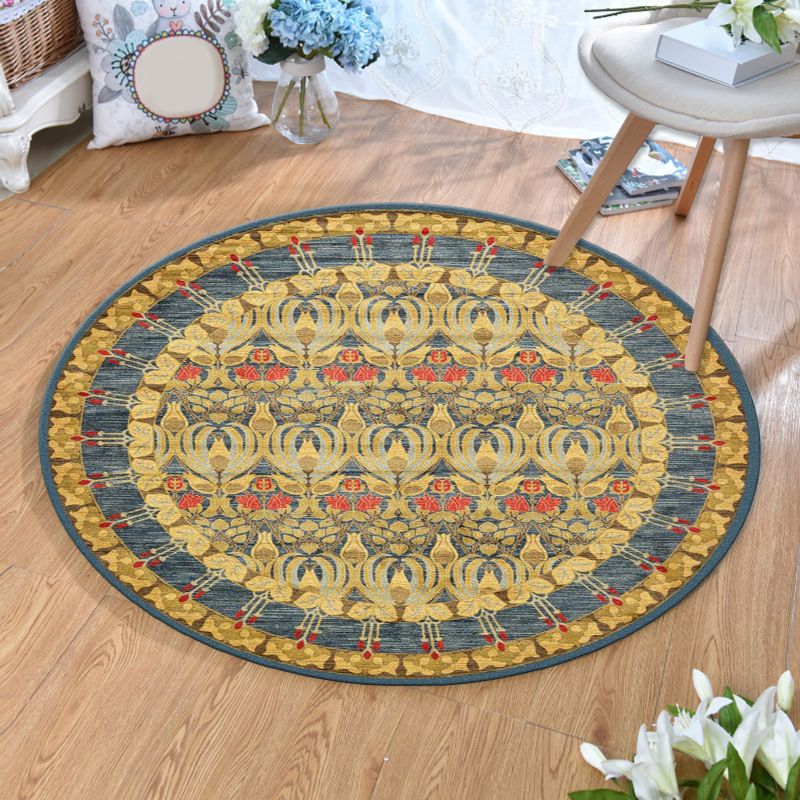 Olden Bohemian Style Rug Multi Color Tribal Pattern Carpet Non-Slip Backing Stain Resistant Washable Rug for Sitting Room