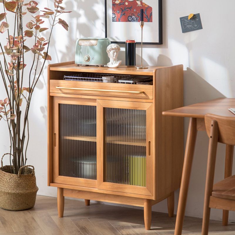 Modern Display Stand Pine Display Cabinet with Doors for Dining Room