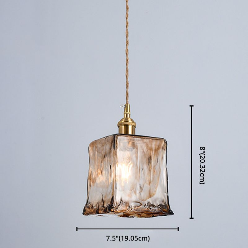Retro Industrial 1 Light Pendant  Lamp Amber Alabaster Glass Pendant Lighting  for Living Room