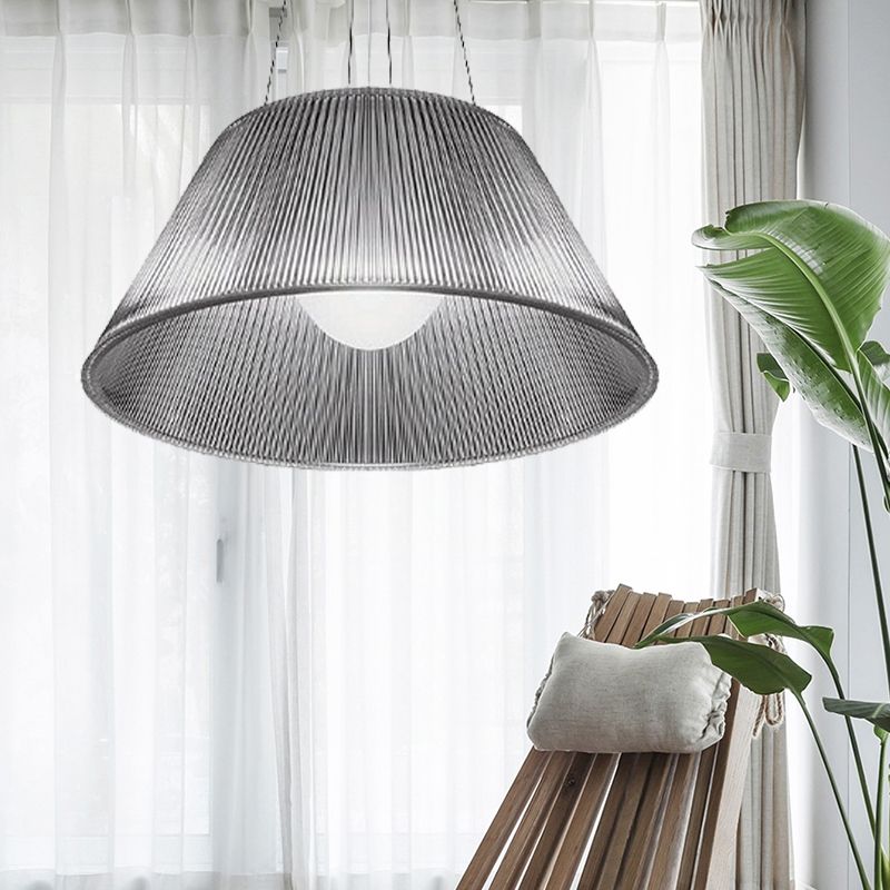 1 Light Restaurant Pendant Lamp Contemporary Hanging Ceiling Light with Cone Clear Glass Shade, 13"/19.5" Dia