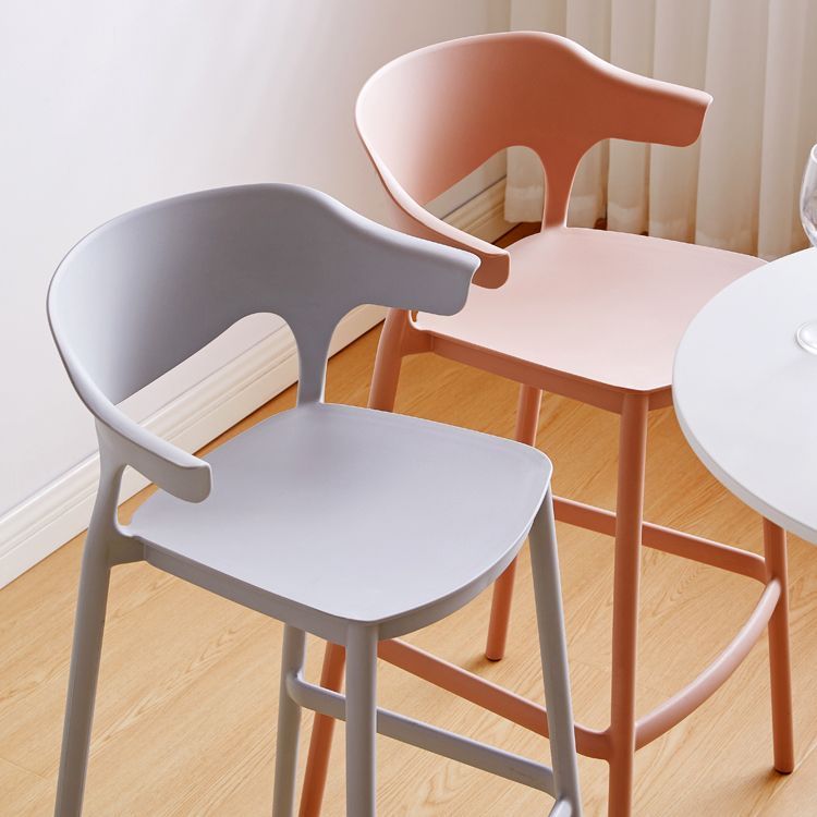 Contemporary Plastic Kitchen Dining Room Arm Stool Low Back Bar Stool