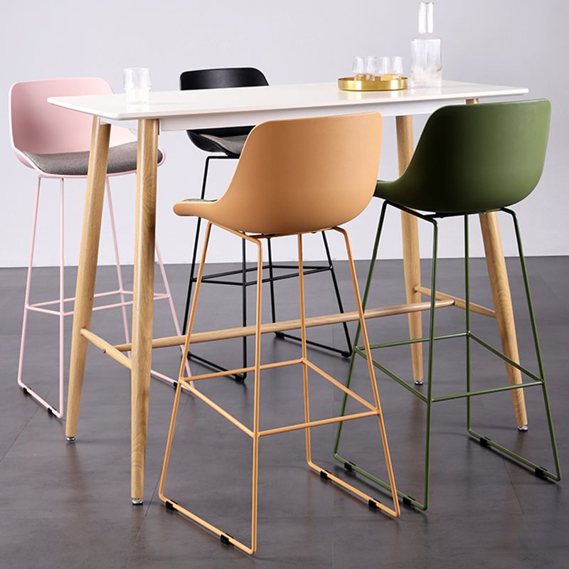 Contemporary Upholstered Backrest Armless Bar Stools with Metal Base