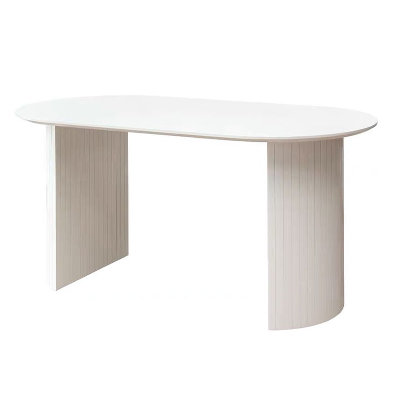 Modern Solid Wood Table for Restaurant Oval Kitchen Table with Double Pedestal