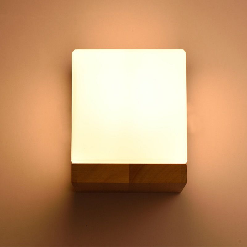 Lampada da parete del colore log in vetro in moderna sconce da parete rettangolare in legno in legno per spazi interni