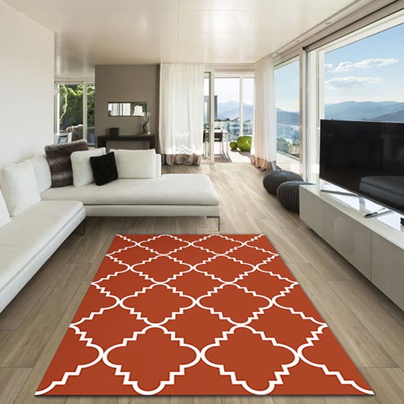 Blue Modern Rug Polyester Geometric Print Area Rug Easy Care Anti-Slip Rug for Drawing Room