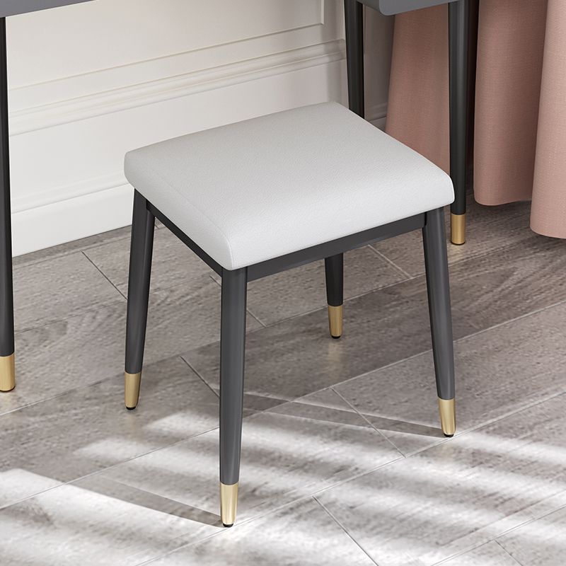 Stylish Pouf Ottoman Solid Color Water Resistant Rectangle Footstool Ottoman