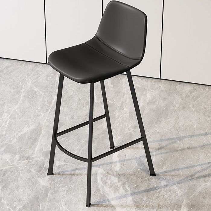 Modern Armless Footrest Bar Stools PU Leather Low Back Barstool