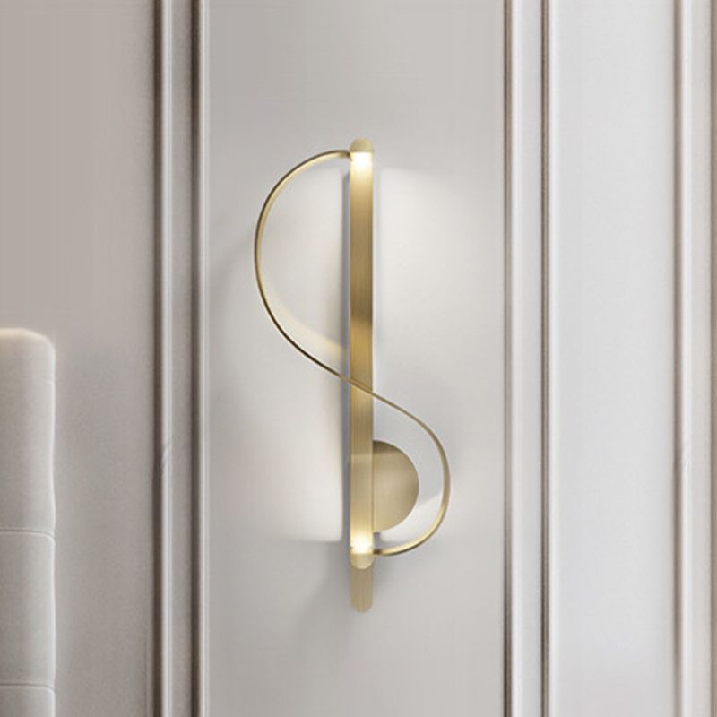 Gold S-Shape Wall Mount Fixture Modern LED Metal Sconce Lighting Fixture for Corner