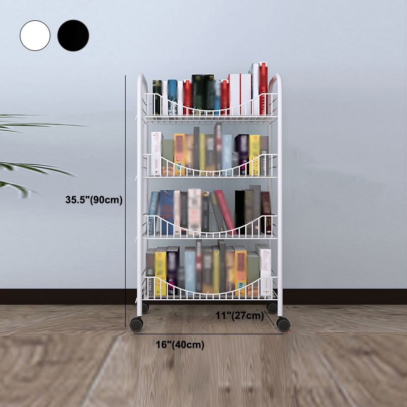 Steel Industrial Etagere Bookshelf Open Vertical Bookshelf with Caster Wheels