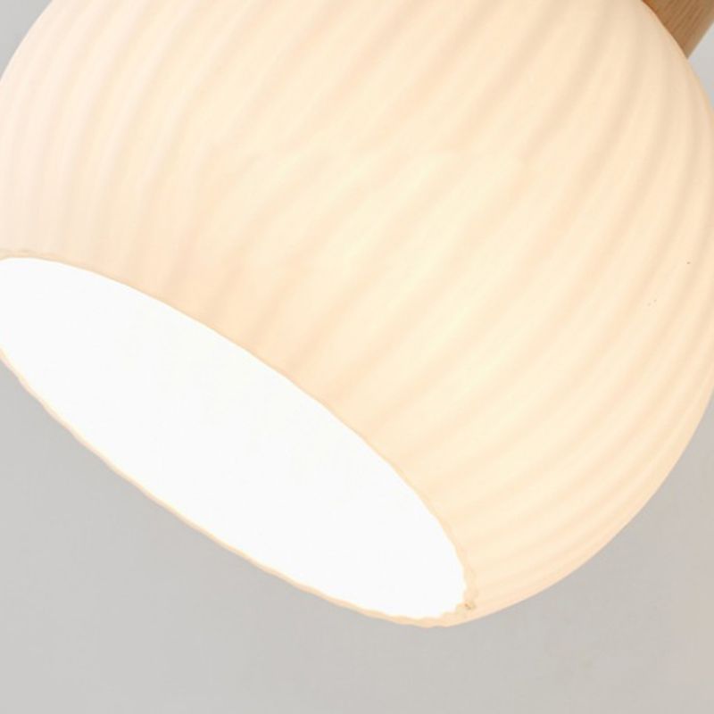 Nordic Wooden Wall Light Fixture Simple Glass Shade Wall Light Sconce for Bedroom