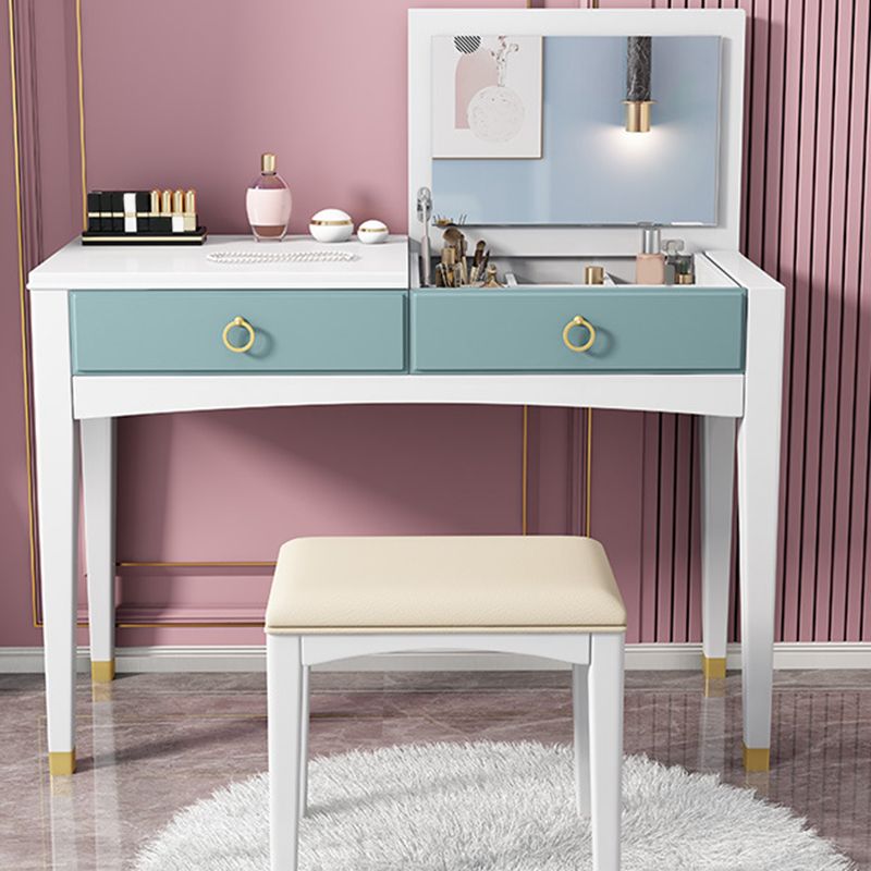 39.37" One Drawer Vanity Table Flip Single Mirror Dressing Table