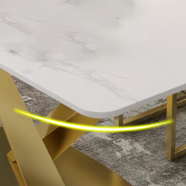 Table à manger en pierre frittée Guéridon de luxe traditionnel avec cadre doré